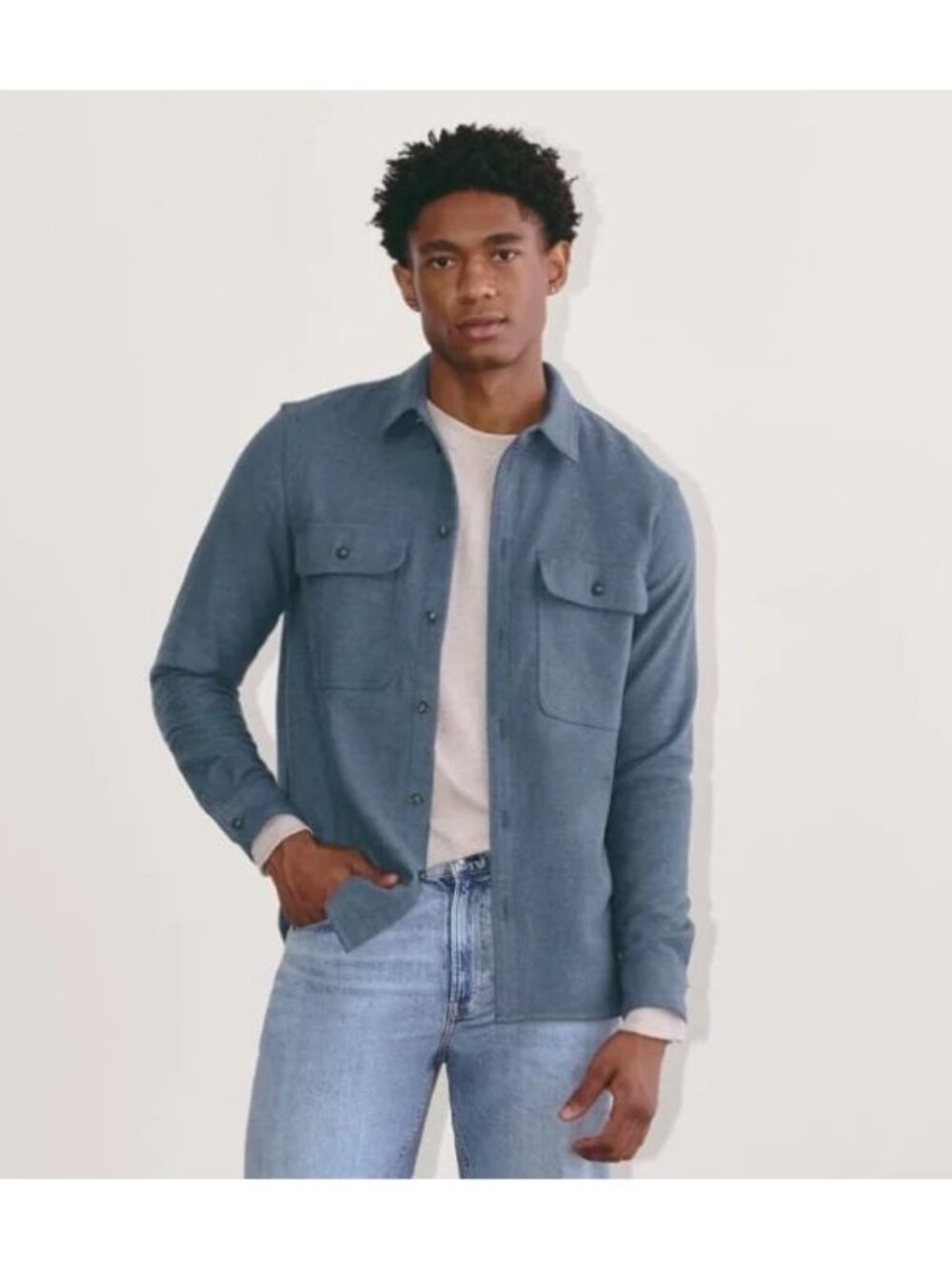 Everlane The Heavyweight Overshirt Men's Size Small Heather Midnight Navy NWT!